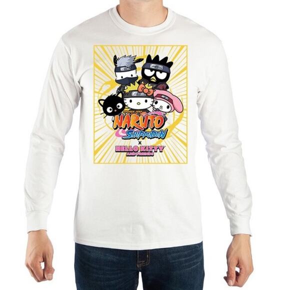 naruto Other - Naruto Shippuden x Hello Kitty White Mens Long Sleeve Dress shirt S/M T-shirt